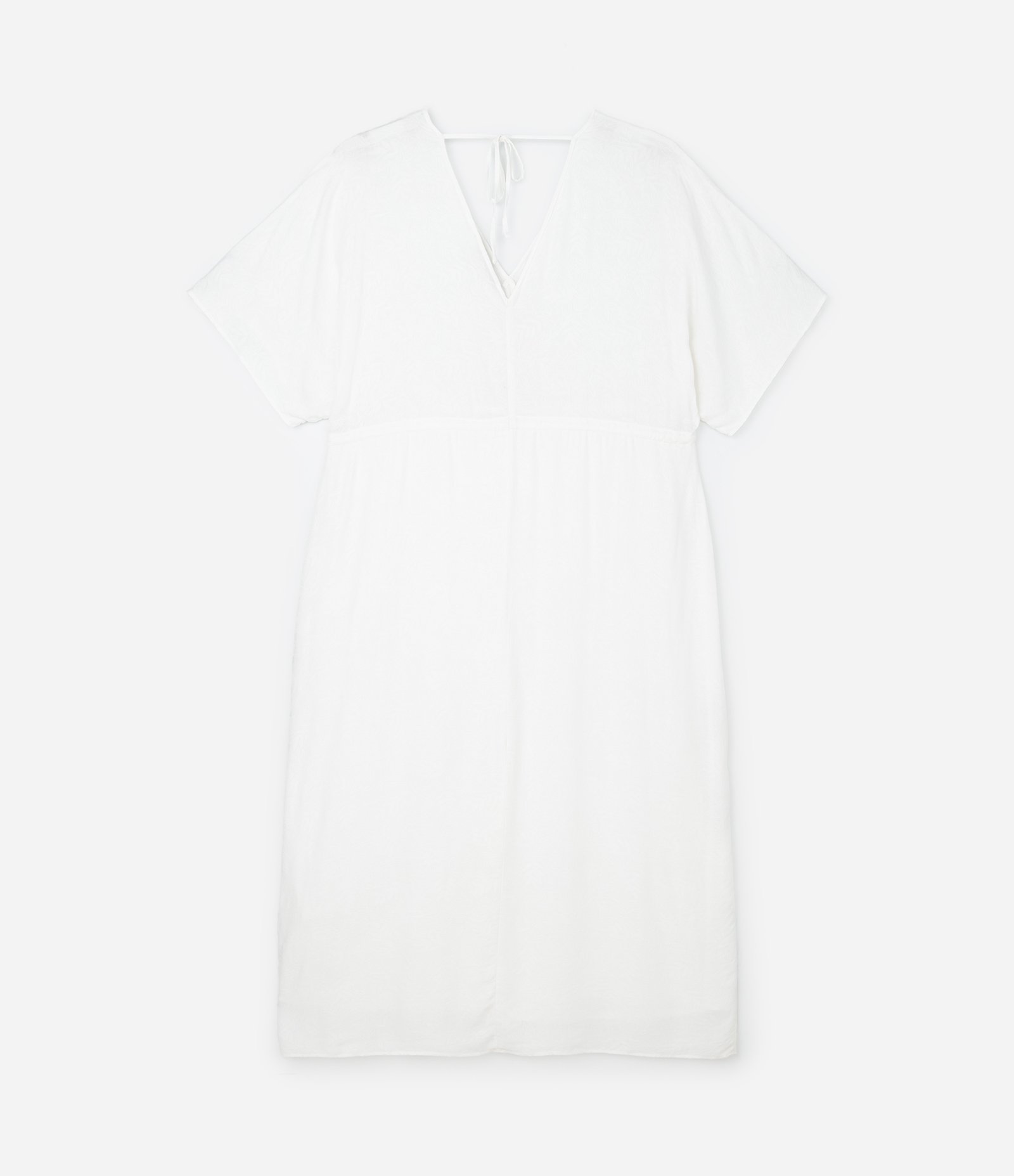 Vestido Midi em Jacquard de Folhagens e Amarração Curve & Plus Size Branco 6