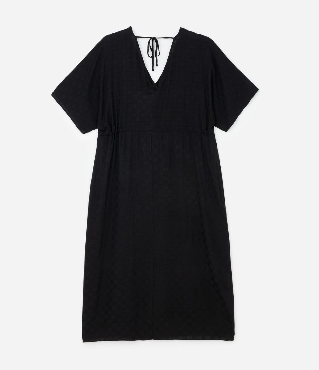 Vestido Midi em Jacquard com Textura Curve & Plus Size Preto