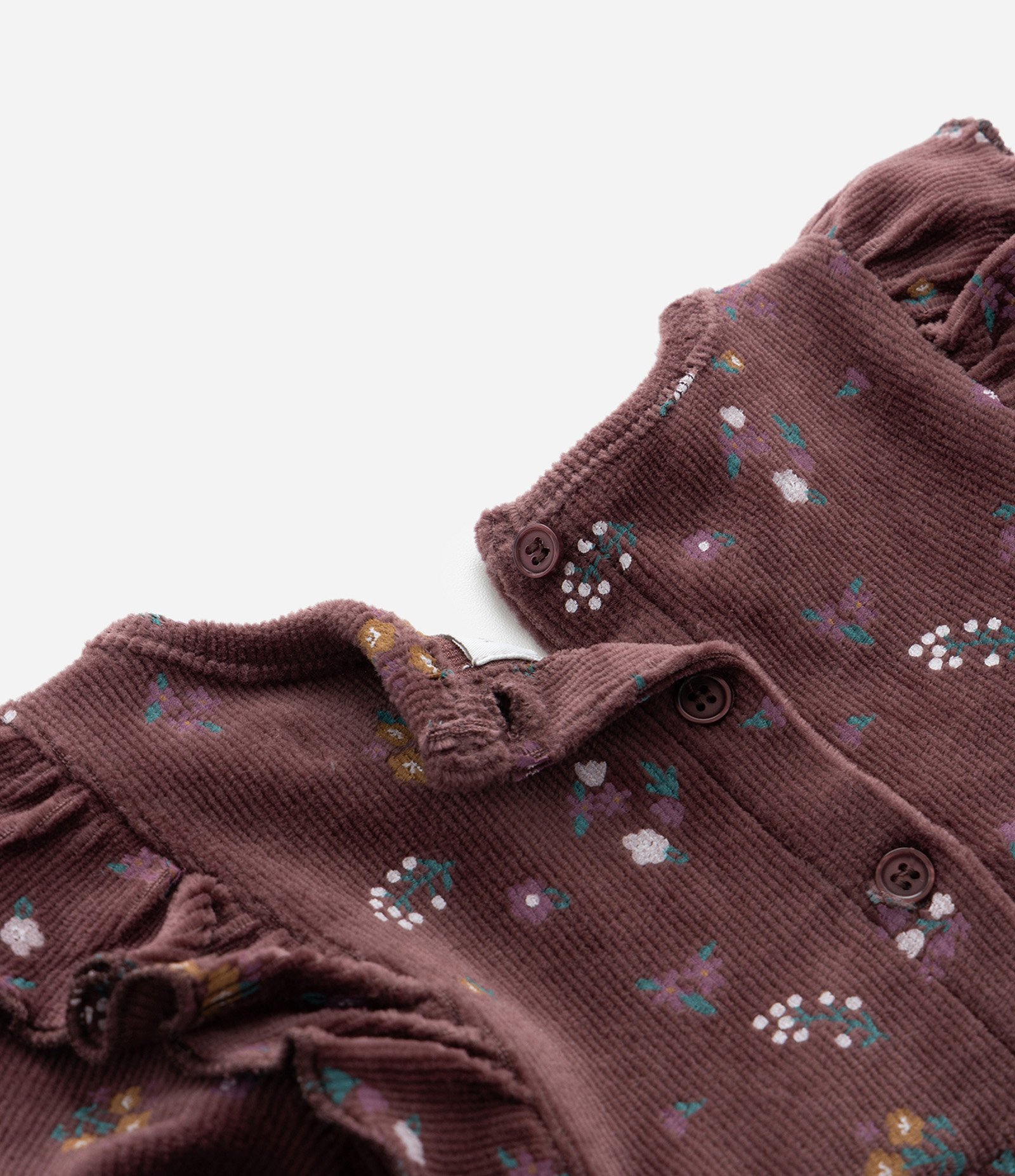 Vestido Infantil Floral com Babados e Meia Calça – Tam 1 a 5/6 Anos Marrom Escuro 8