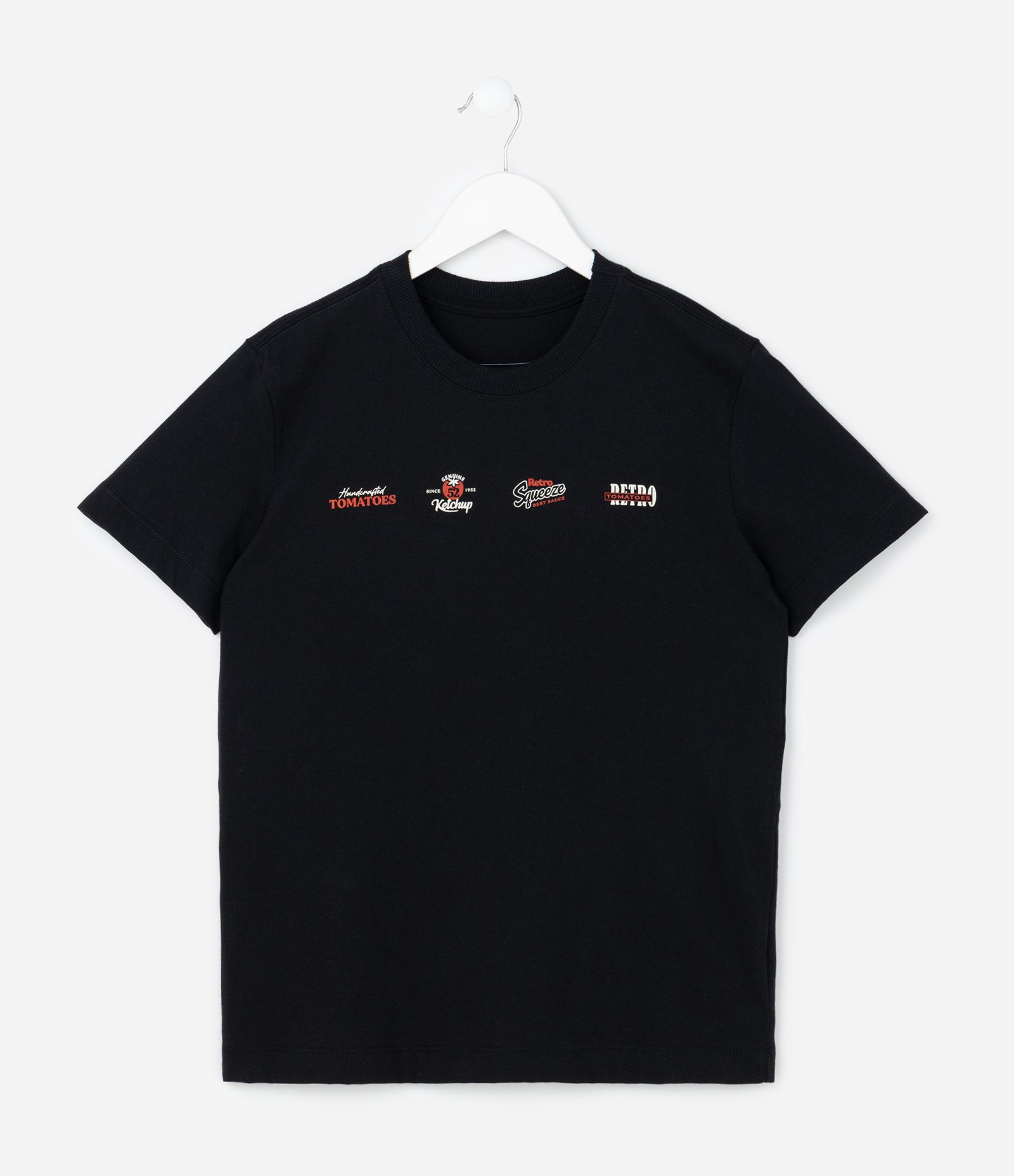 Camiseta Infantil com Estampa Frente e Costas Tomates - Tam 5 a 14 Anos Preto 1