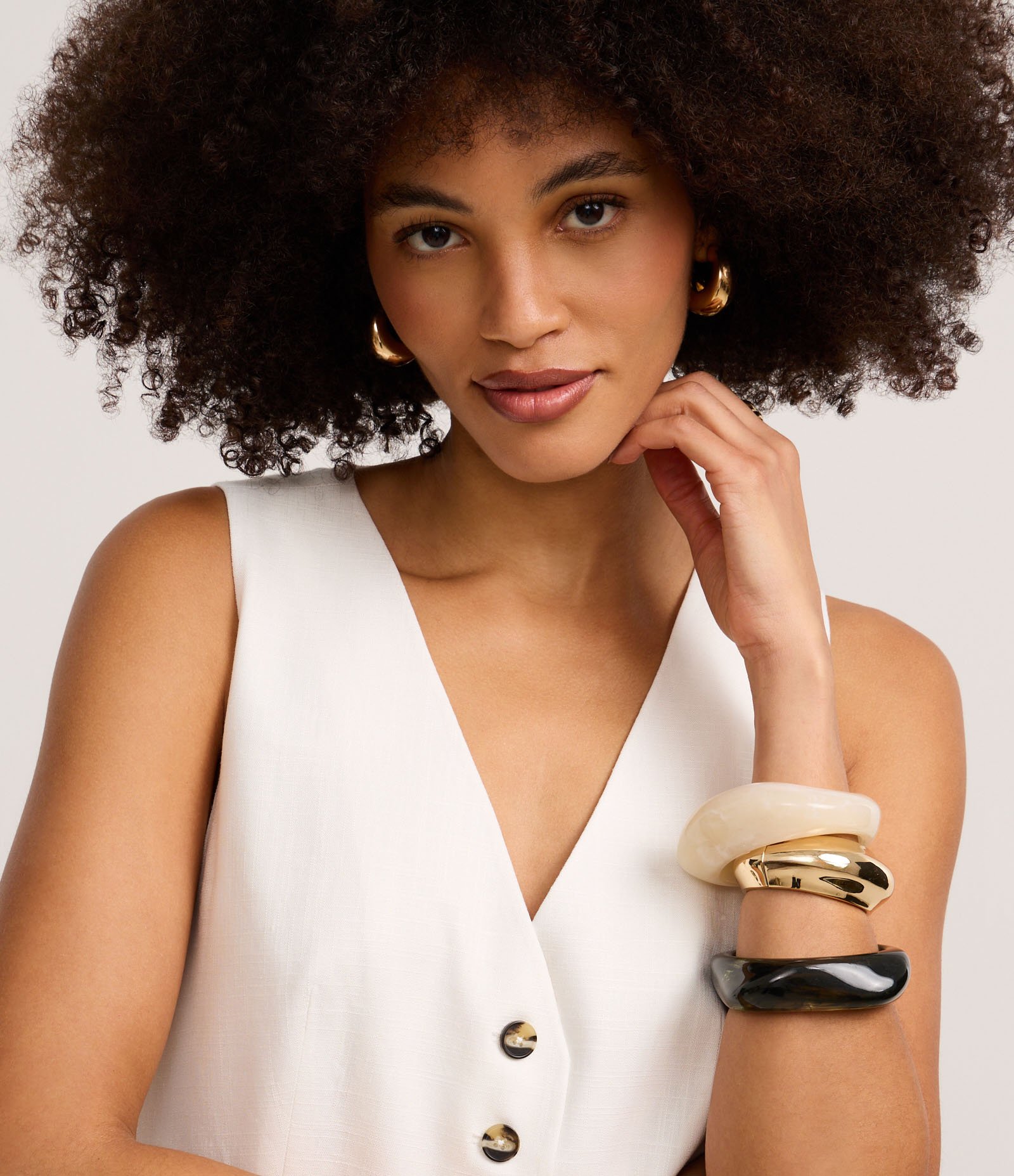 Colete em Viscolinho com Fechamento por Botões Contrastantes Branco 4