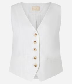 Colete em Viscolinho com Fechamento por Botões Contrastantes