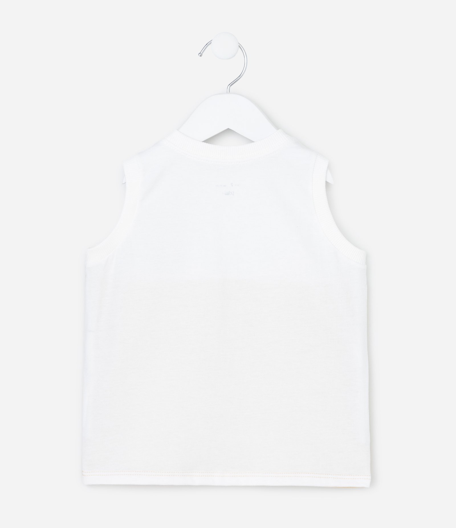 Regata Infantil com Bolso de Jacaré Texturizada - Tam 1 a 6 Anos Bege/Branco 2