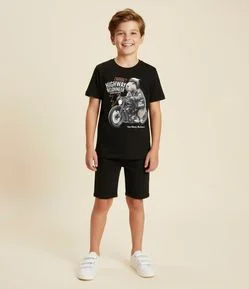 Camiseta Infantil com Estampa Capivara Motoqueira -  Tam 5 a 14 Anos