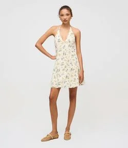 Vestido Frente Única em Tricoline com Estampa Floral Delicada