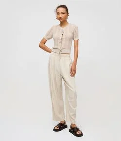 Calça Barrel em Viscolinho com