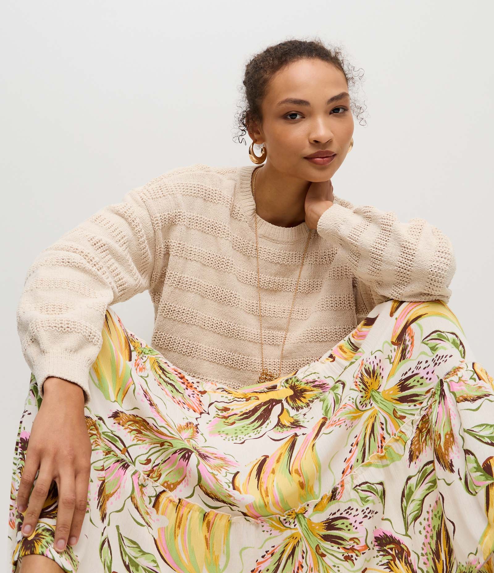 Saia Longa em Viscose Estampa Tropical Amarelo 3