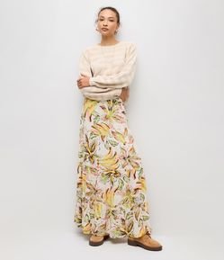Saia Longa em Viscose Estampa Tropical