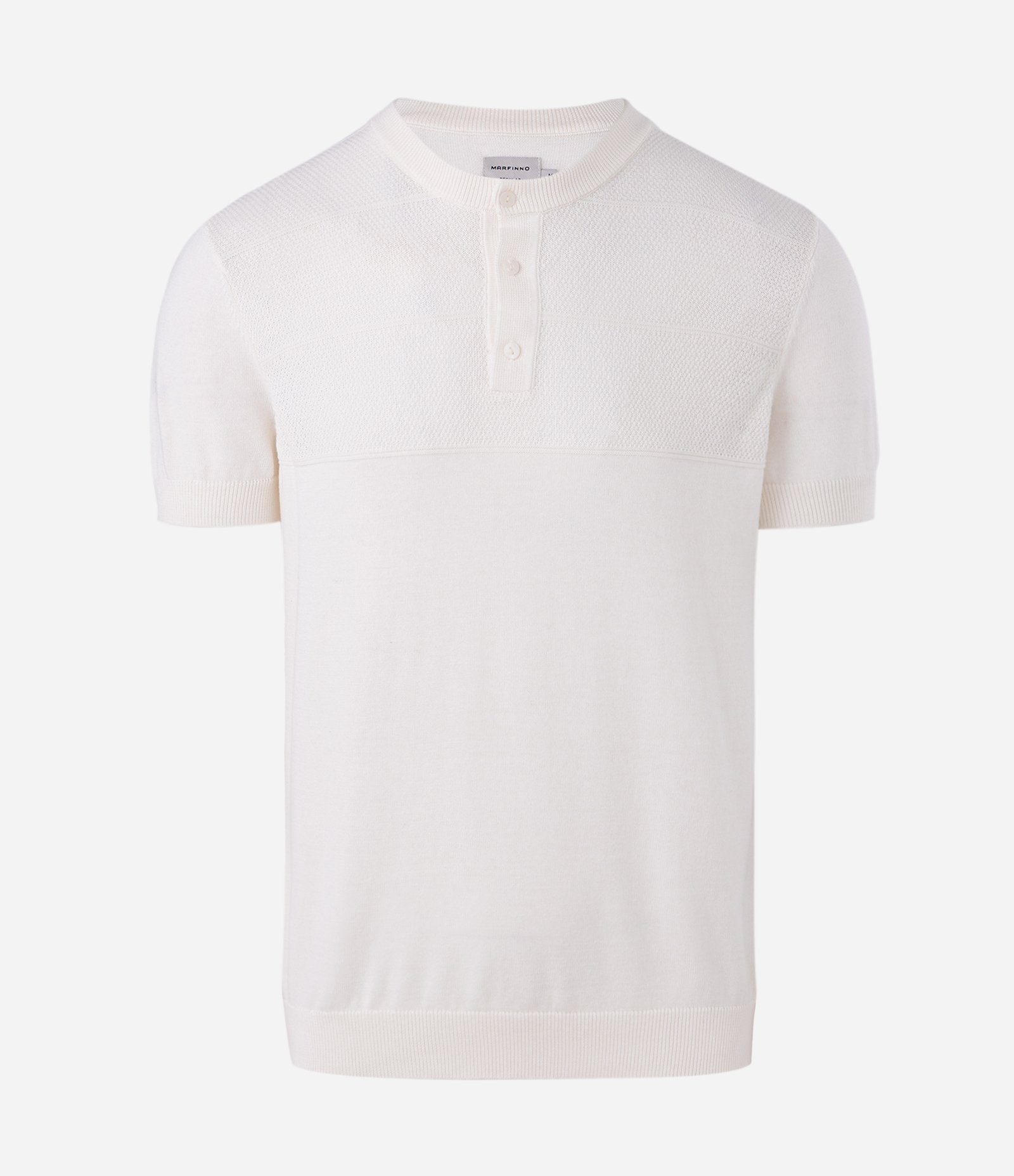 Camiseta Manga Curta Efeito Tricô Texturizado Gola Padre Branco 5