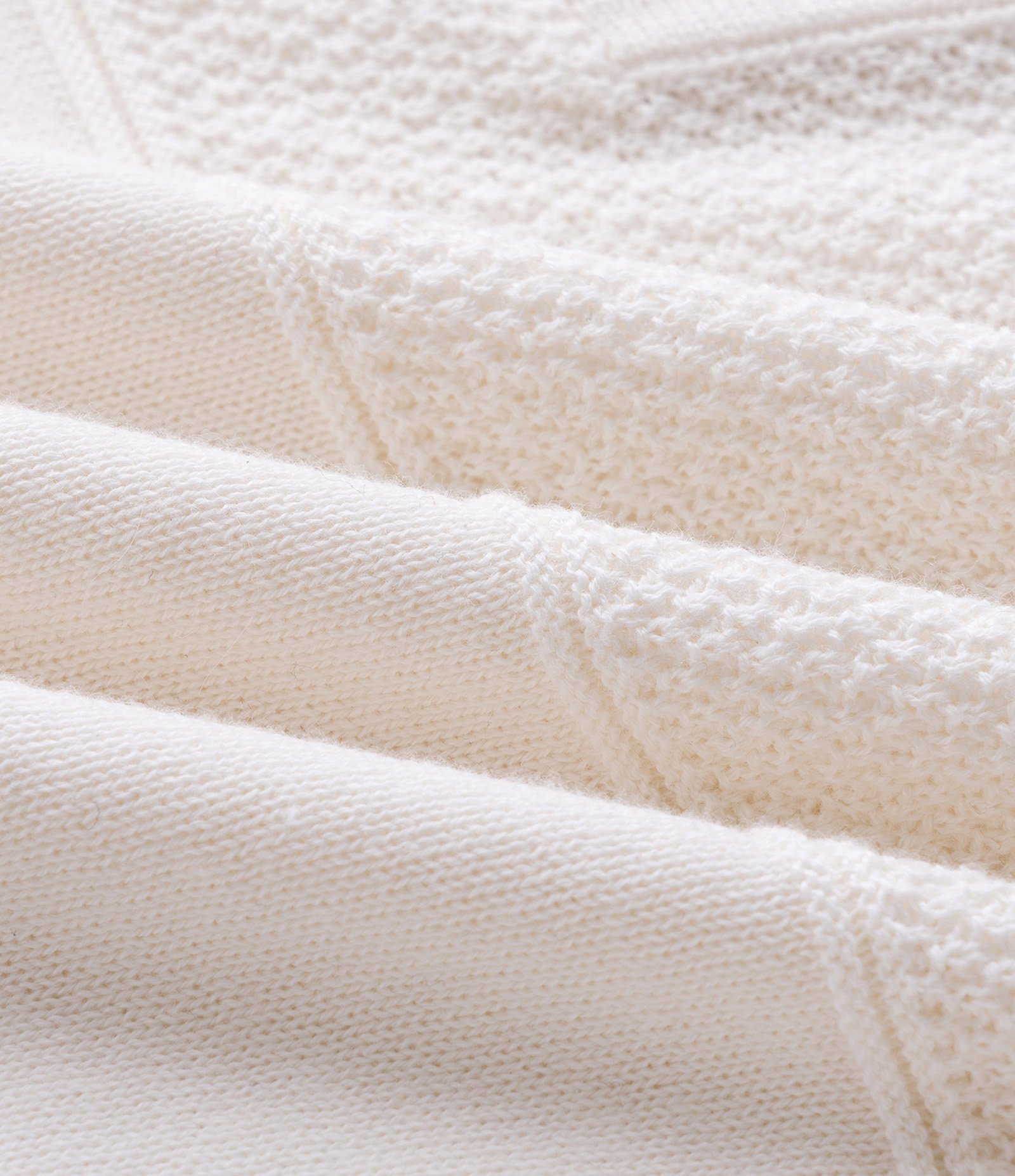 Camiseta Manga Curta Efeito Tricô Texturizado Gola Padre Branco 7