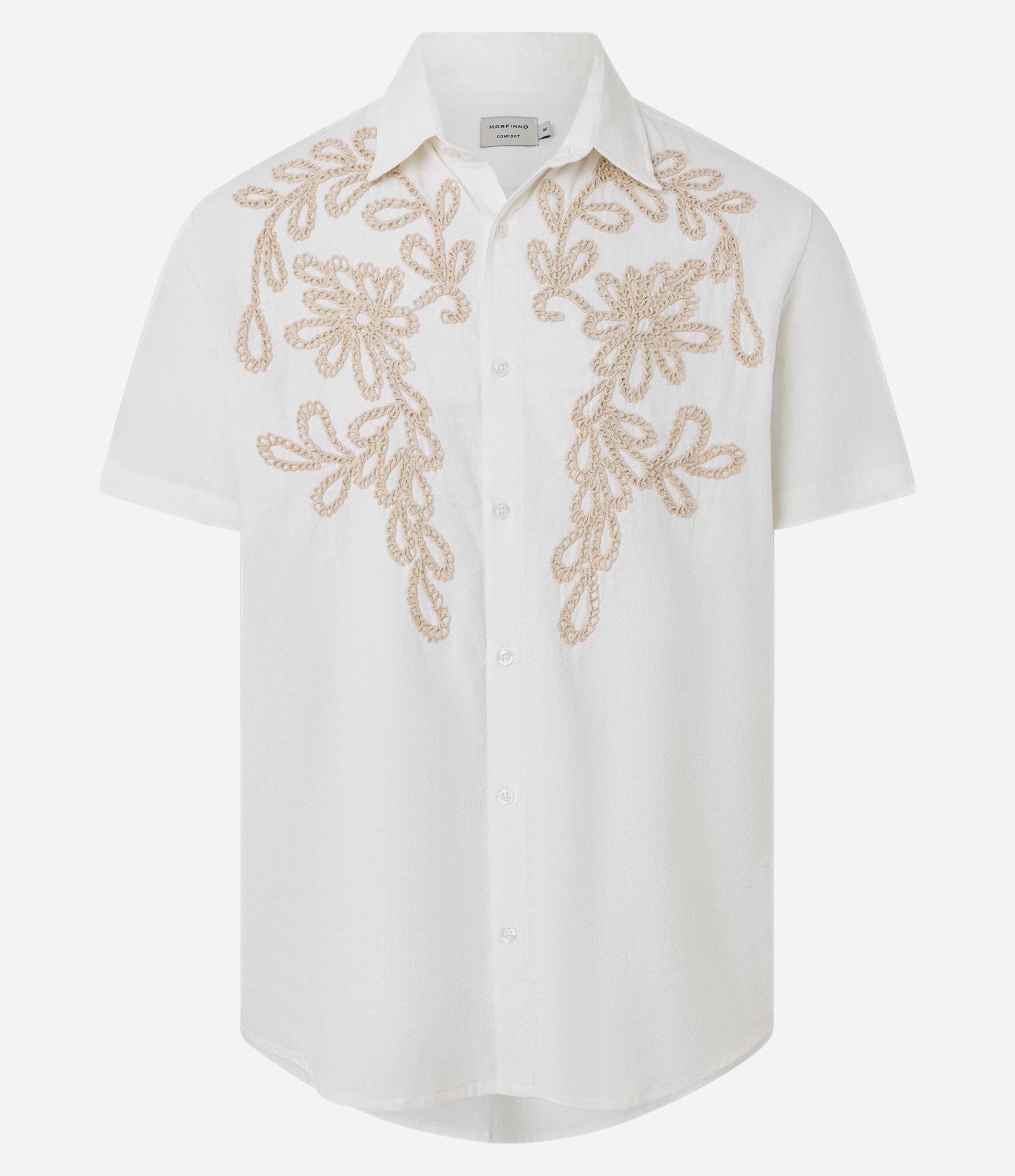 Camisa Comfort em Algodão com Bordado Floral Branco 5