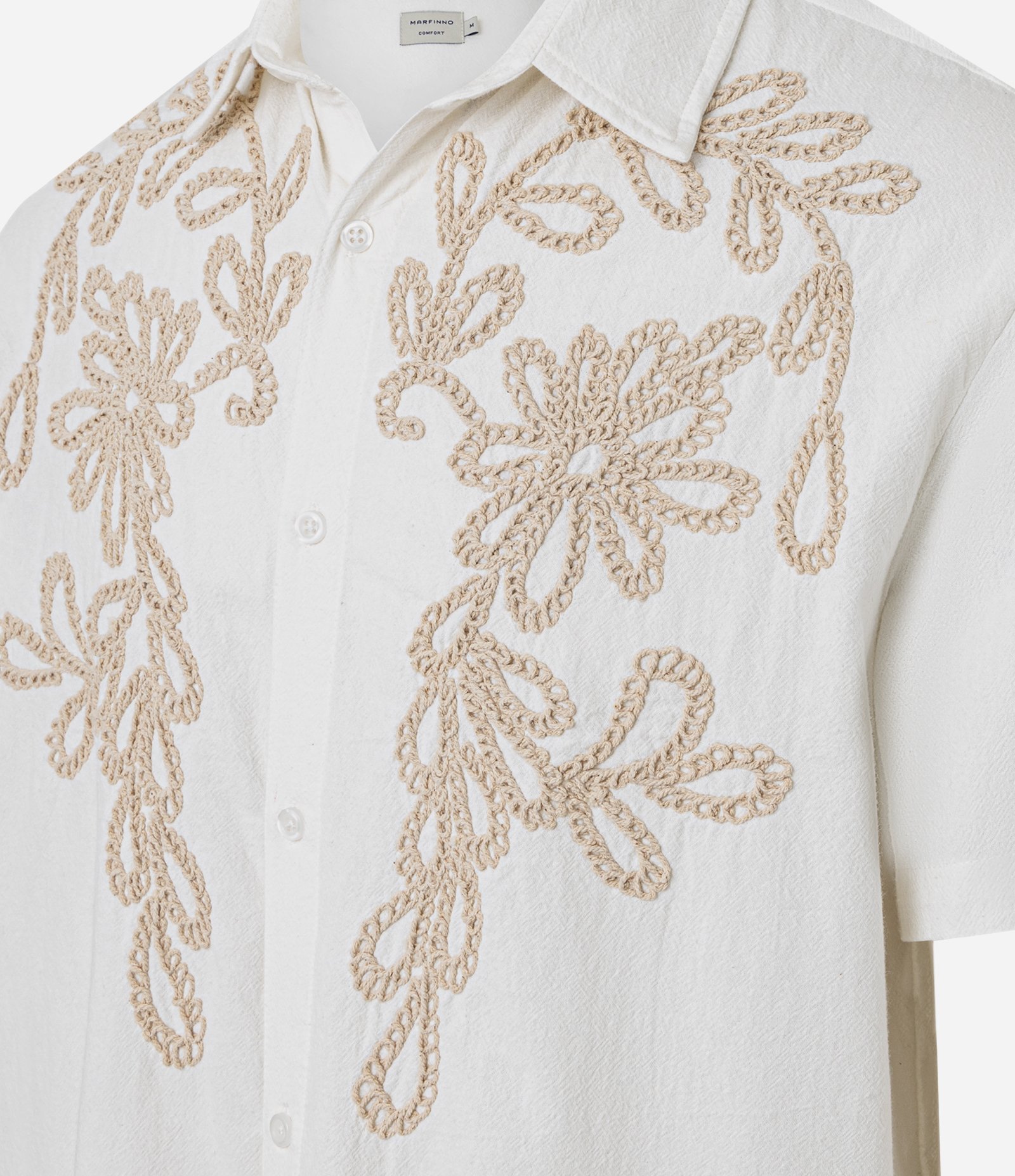 Camisa Comfort em Algodão com Bordado Floral Branco 6