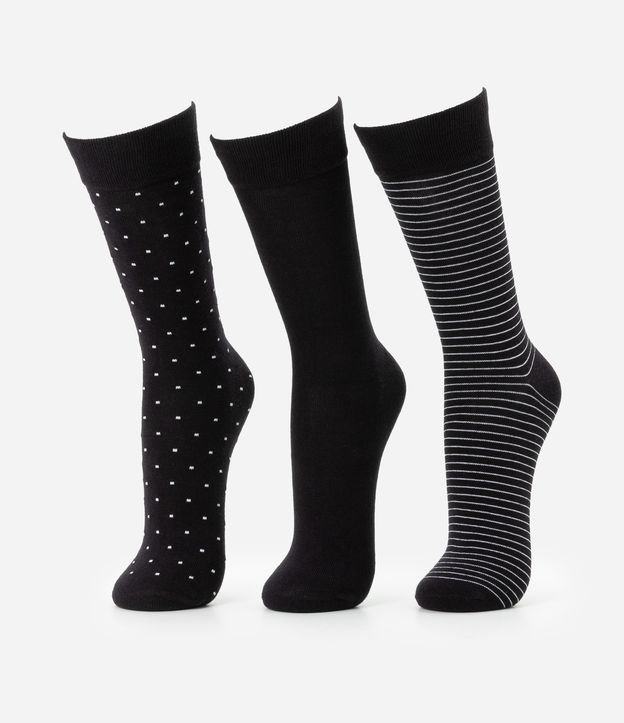 Kit 03 Meia Cano Alto em Algodão com Estampa Variada