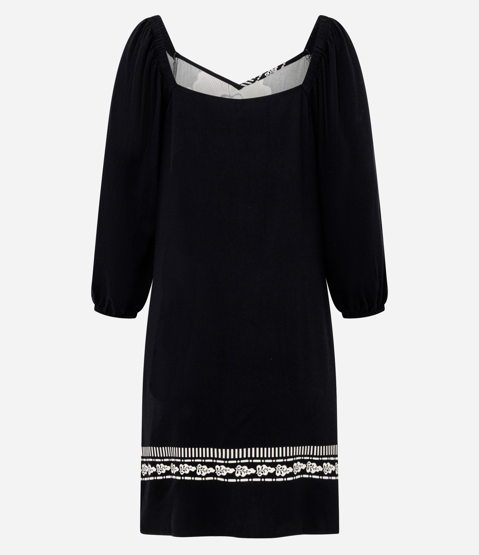 Vestido Curto em Viscose com Estampa de Flor Preto 2