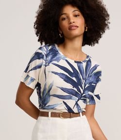 Blusa em Viscolycra com Estampa Folhagem