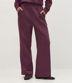 Calça Wide Leg em Moletom com Friso