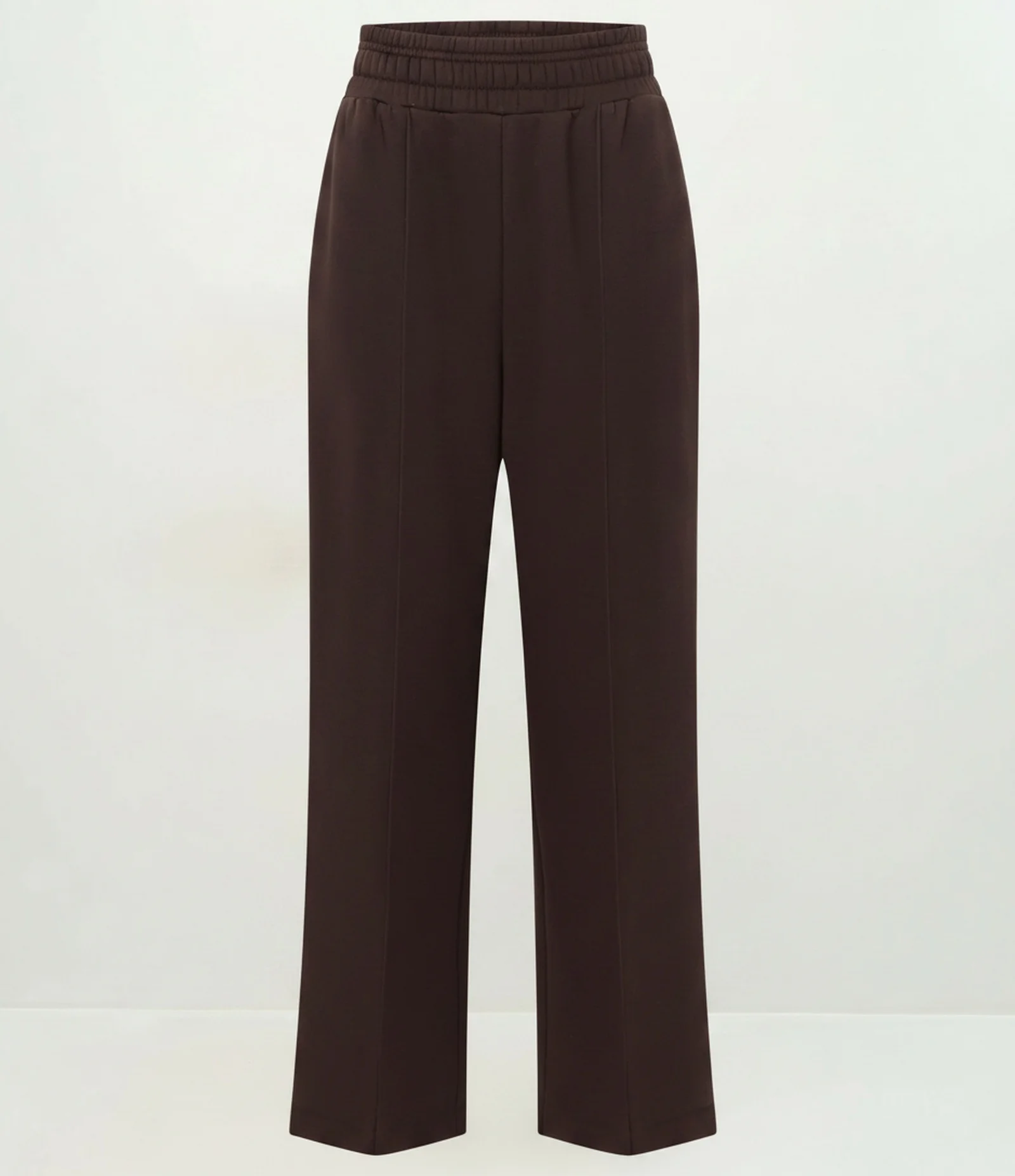 Calça Wide Leg em Moletom com Friso Marrom 2