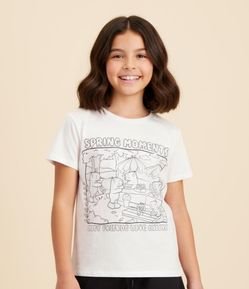 Camiseta Infantil com Estampa de Capivara para Colorir - Tam 5 a 14 Anos