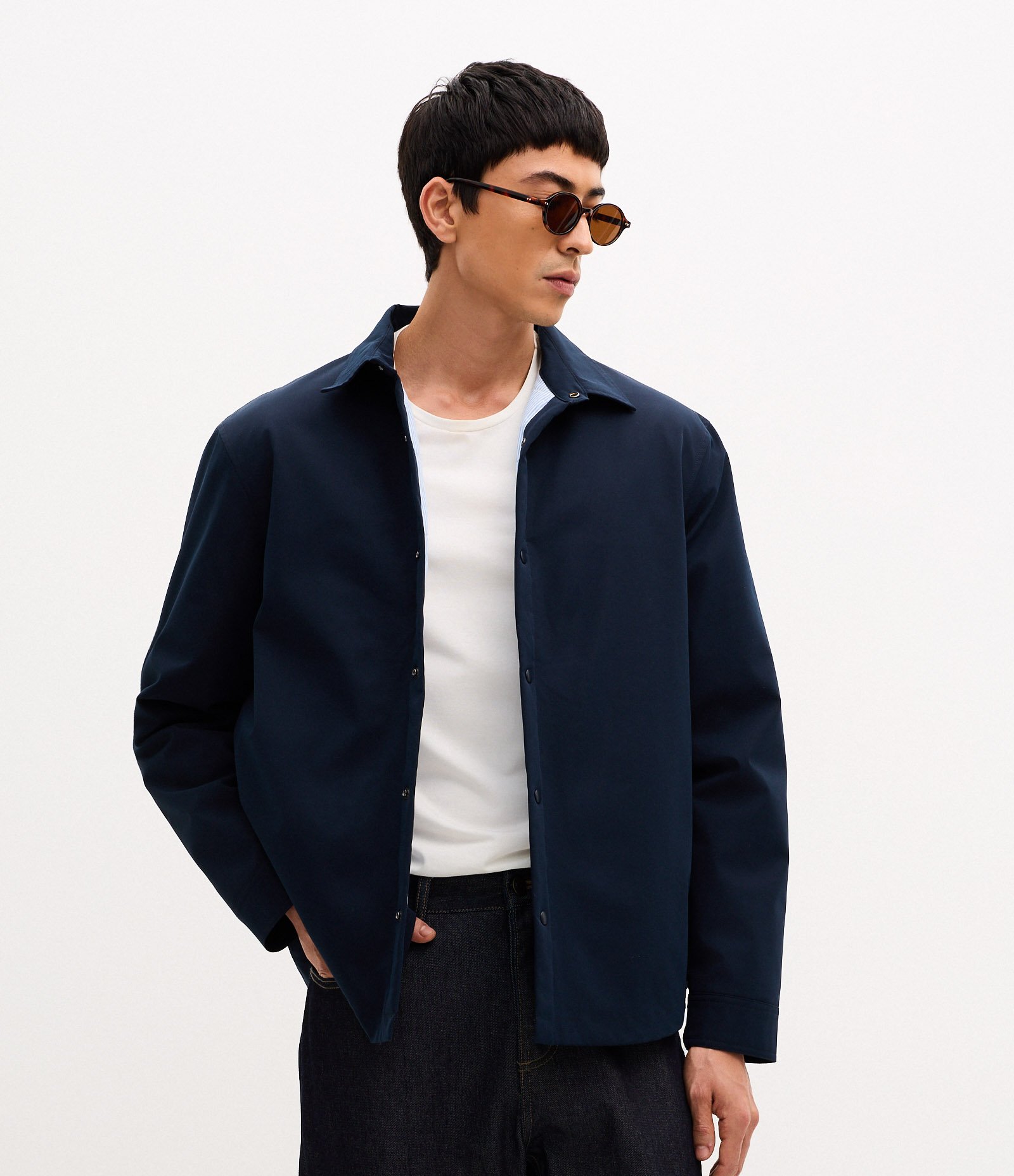 Jaqueta Impermeável com Fechamento por Botões Azul 1