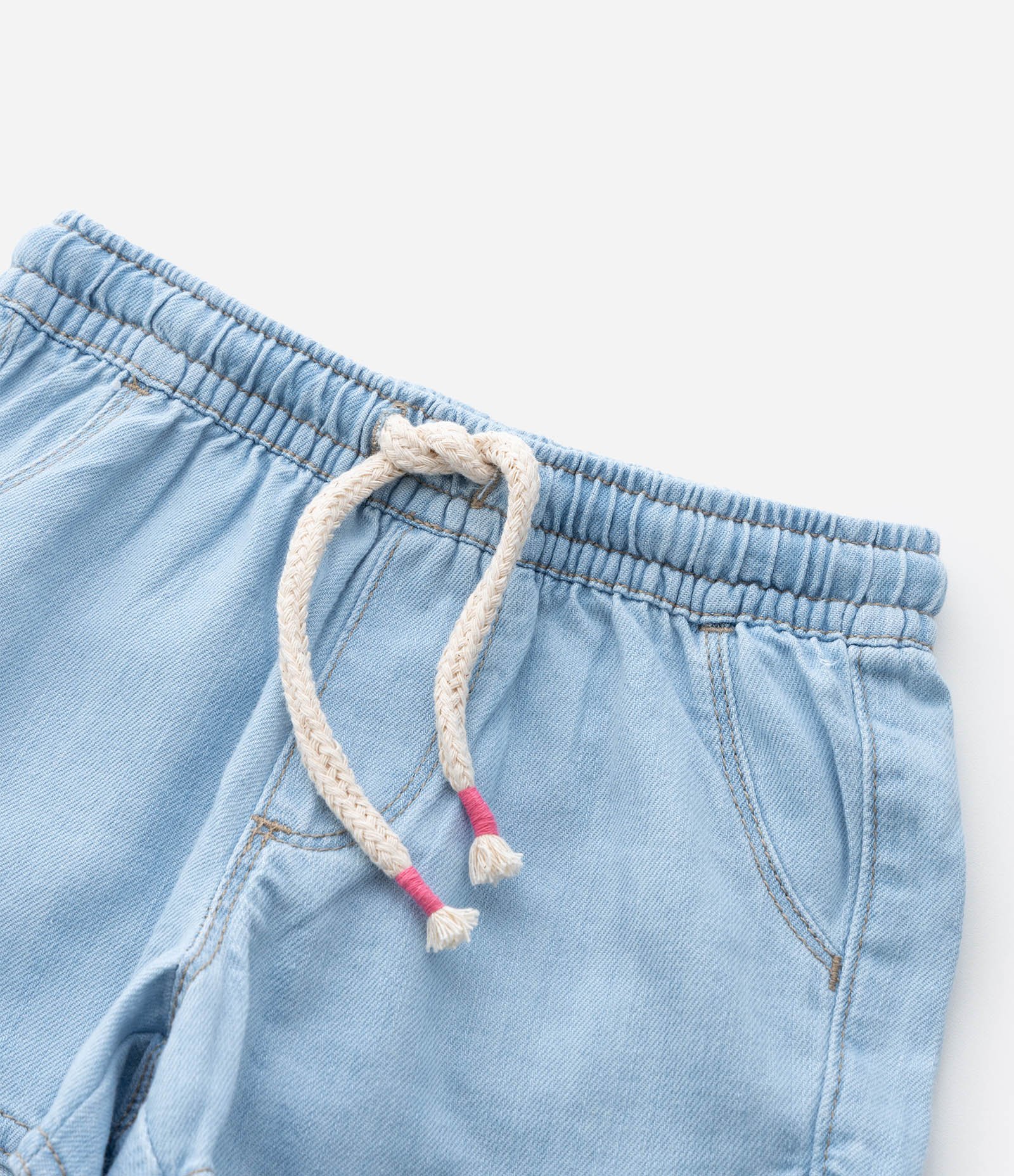 Short Infantil Jeans com Cadarço - Tam 5 a 14 Anos Jeans Claro 5