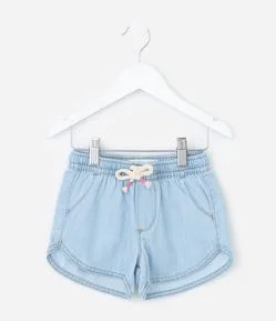 Short Infantil Jeans com Cadarço - Tam 5 a 14 Anos