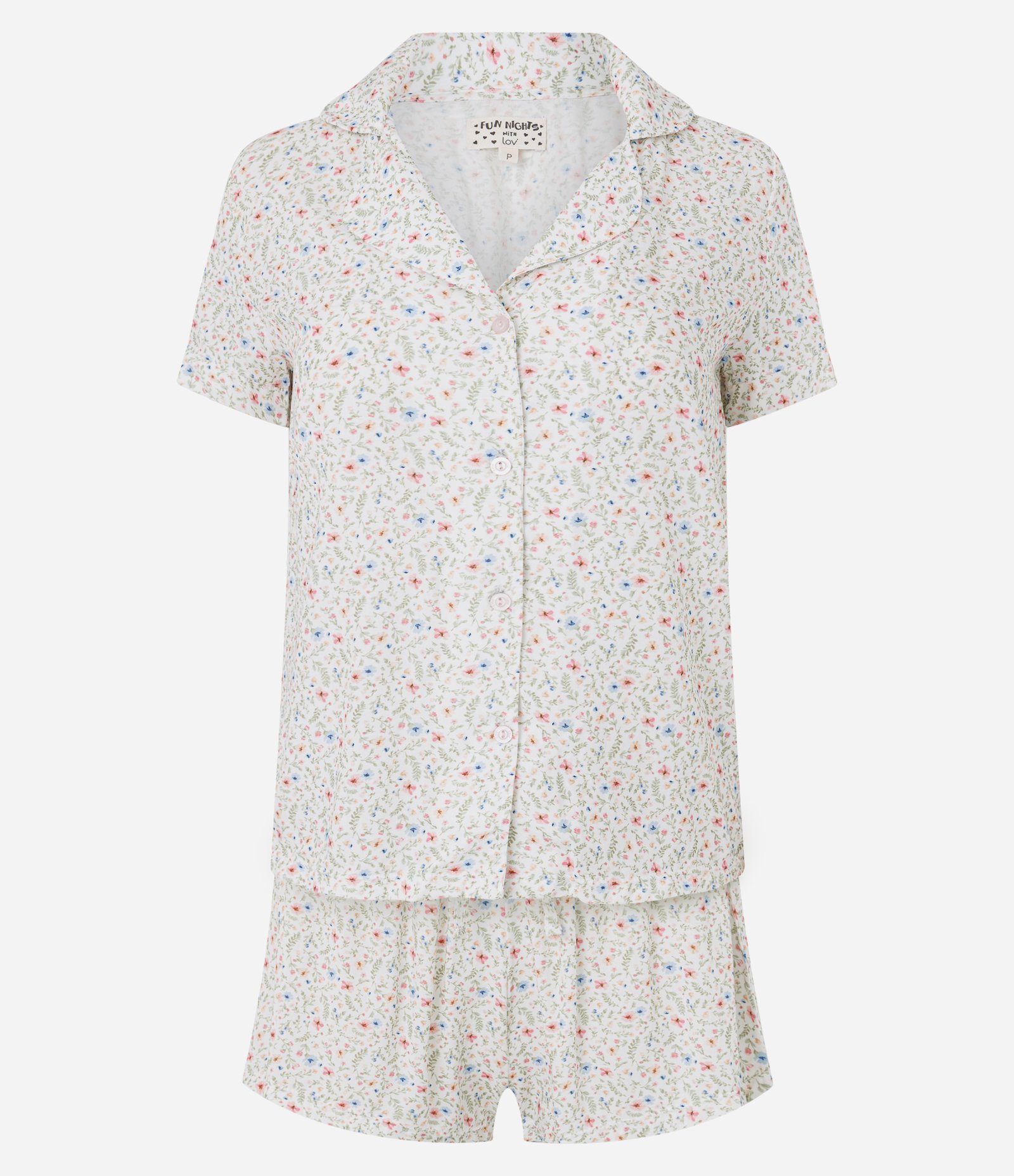 Pijama Short Doll em Viscose com Estampa de Florzinhas Branco 4
