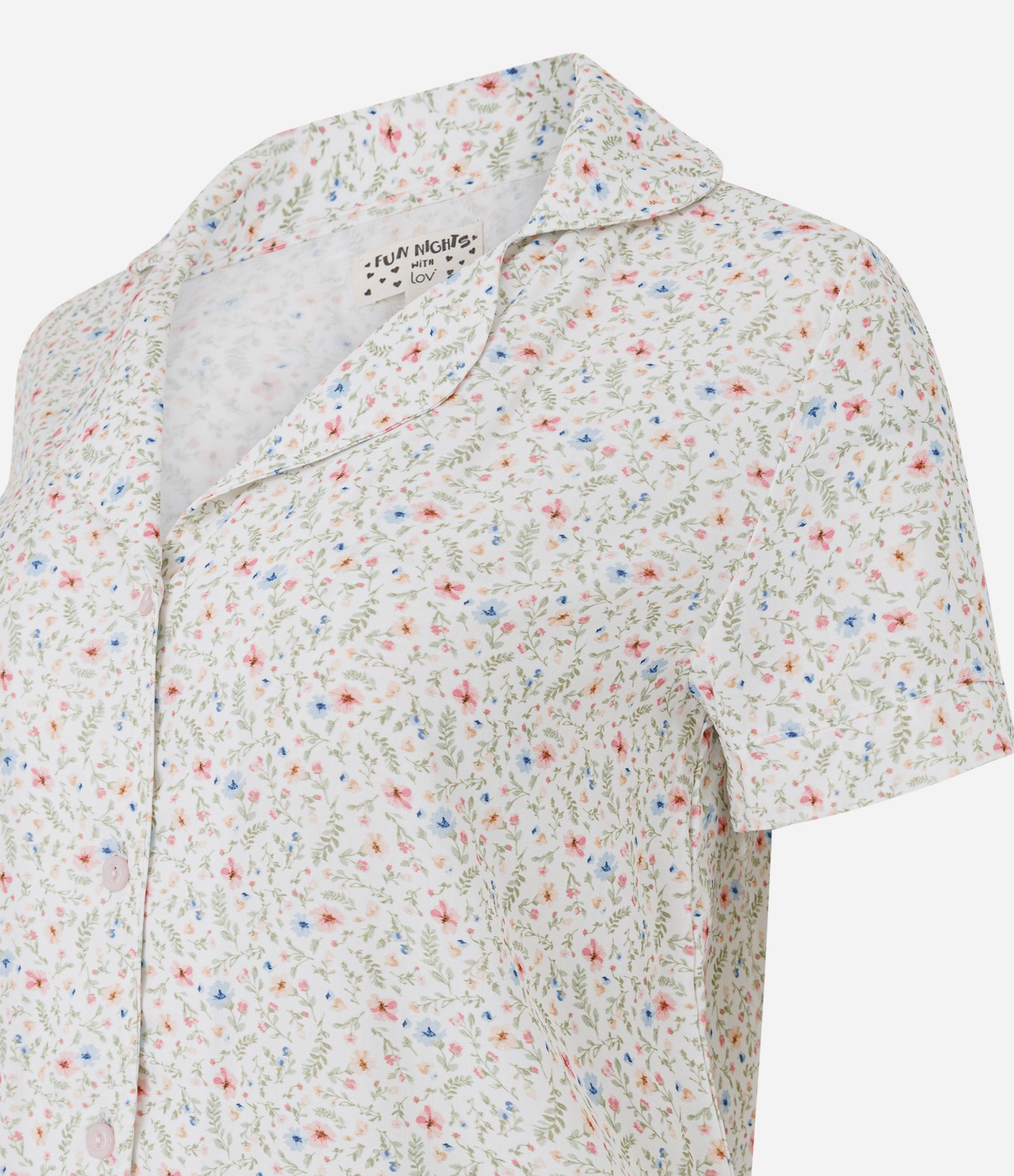 Pijama Short Doll em Viscose com Estampa de Florzinhas Branco 5