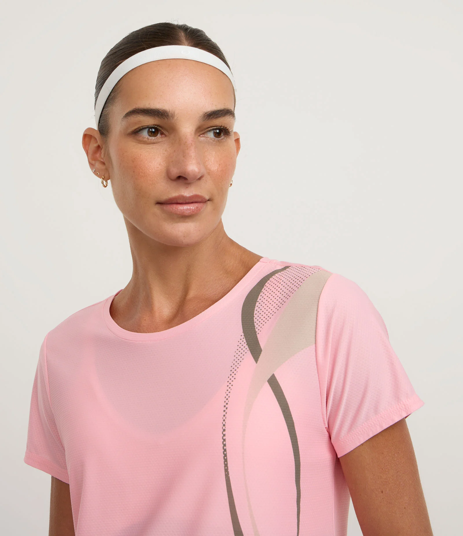 Camiseta Esportiva em Microfibra com Estampa de Ondas Rosa 1