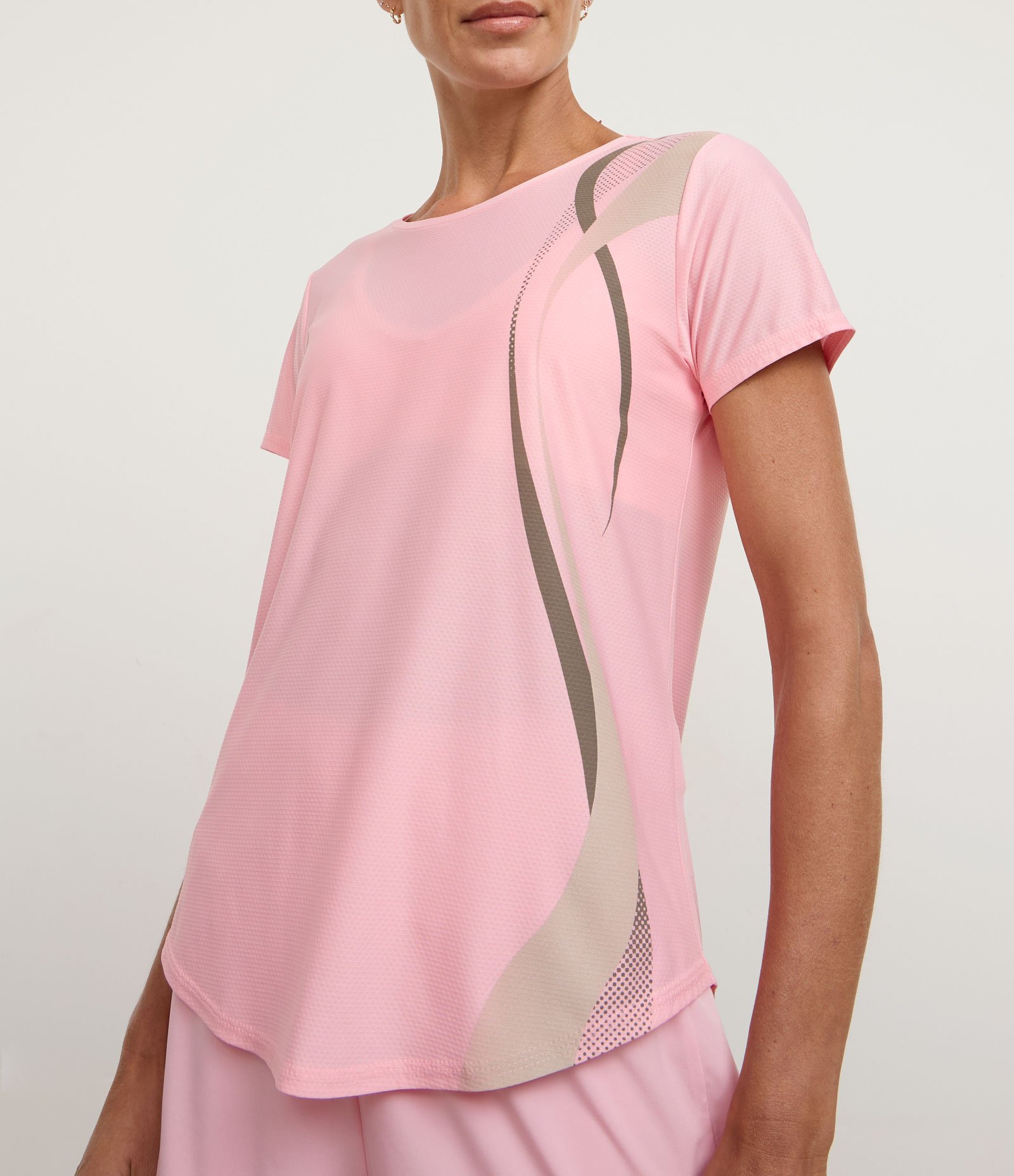 Camiseta Esportiva em Microfibra com Estampa de Ondas Rosa 3