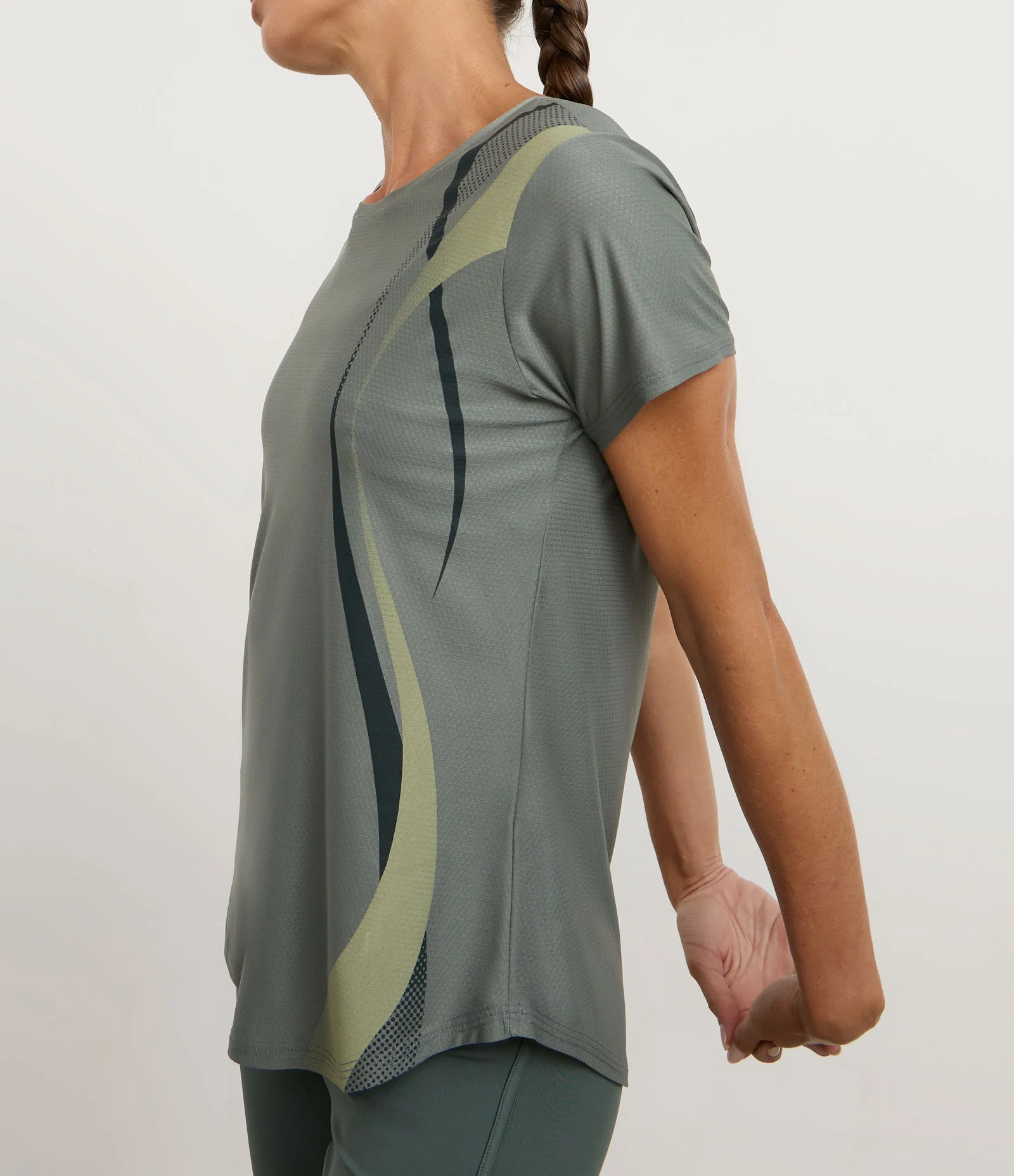 Camiseta Esportiva em Helanca com Estampa Lateral Cinza 2