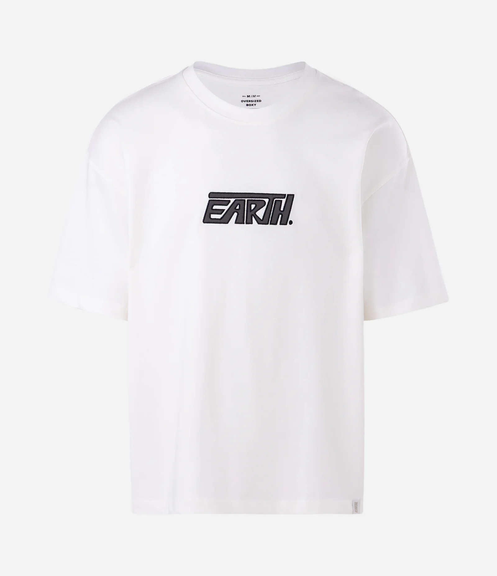 Camiseta Oversized em Algodão com Bordado Earth Branco 4