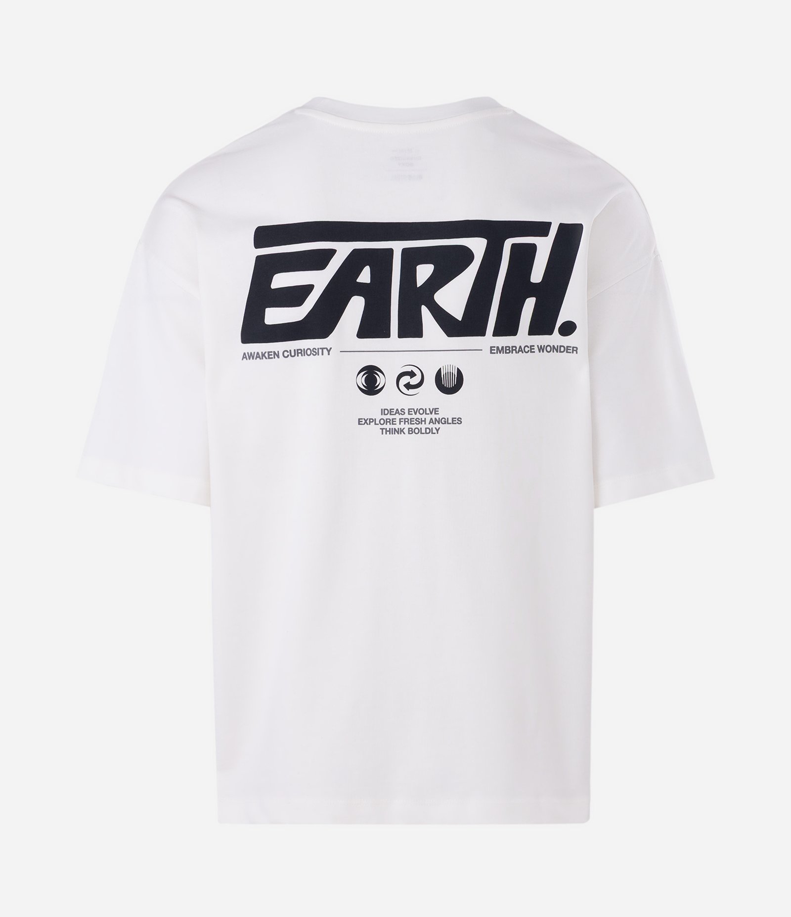 Camiseta Oversized em Algodão com Bordado Earth Branco 5