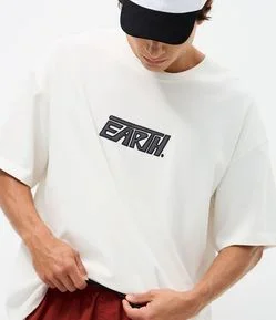 Camiseta Oversized em Algodão com Bordado Earth