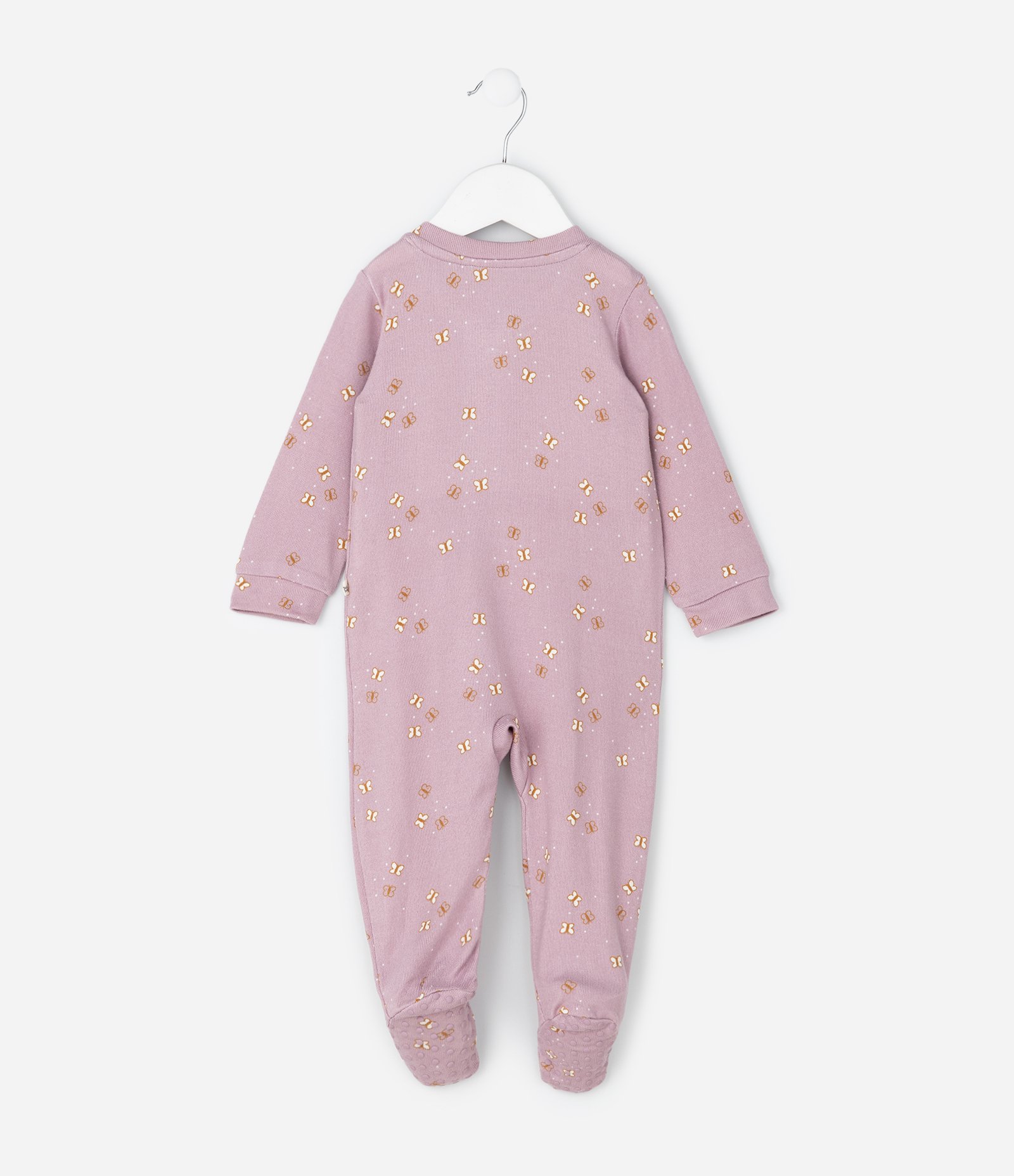 Macacão Infantil Manga Longa e Estampa Borboleta – Tam RN a 18 Meses Rosa Claro 2