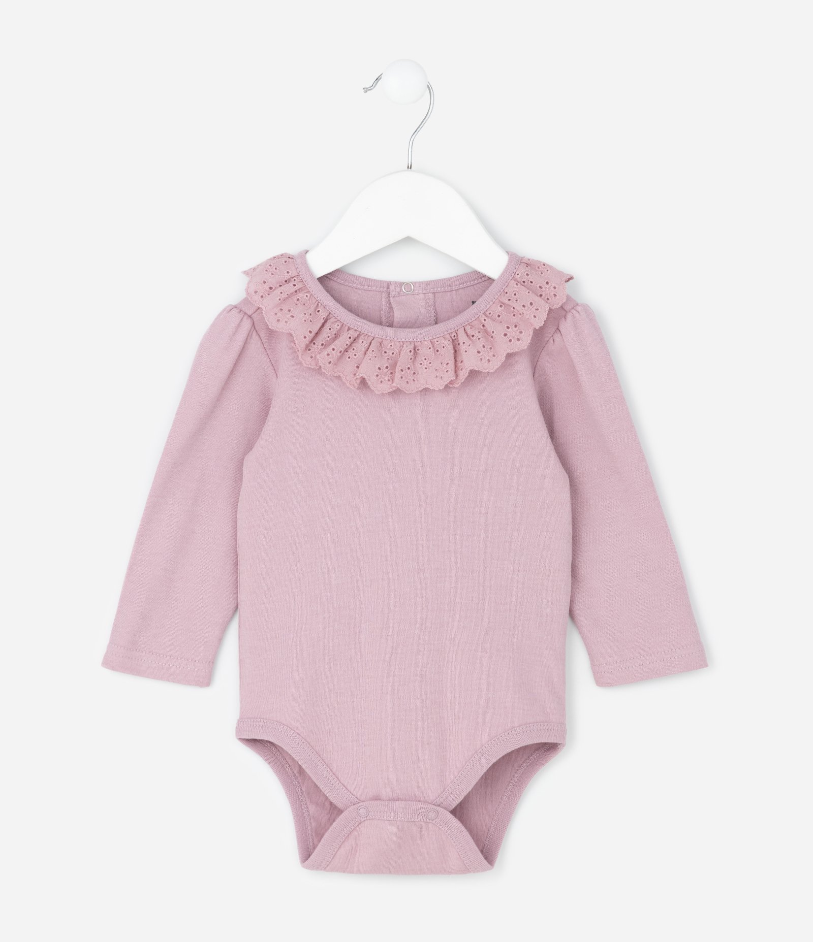 Body Infantil com Babado Broderie – Tam 0 a 18 Meses Rosa 1
