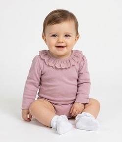 Body com Babado Broderie Infantil  – Tam 0 a 18 Meses