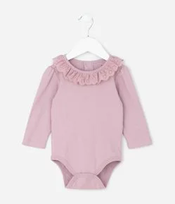 Body Infantil com Babado Broderie – Tam 0 a 18 Meses