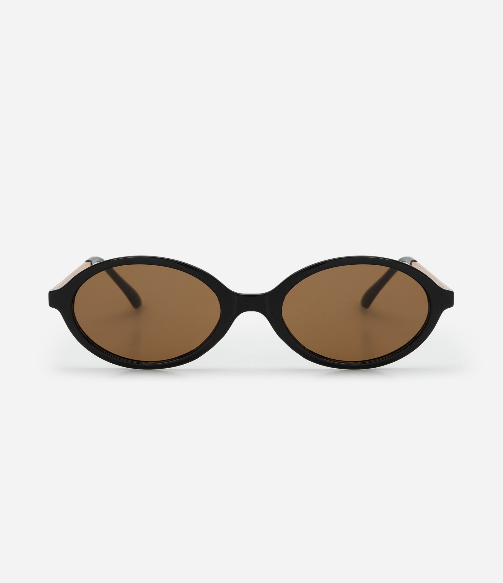 Óculos Oval Fosco com Hastes Metálicas Preto 2