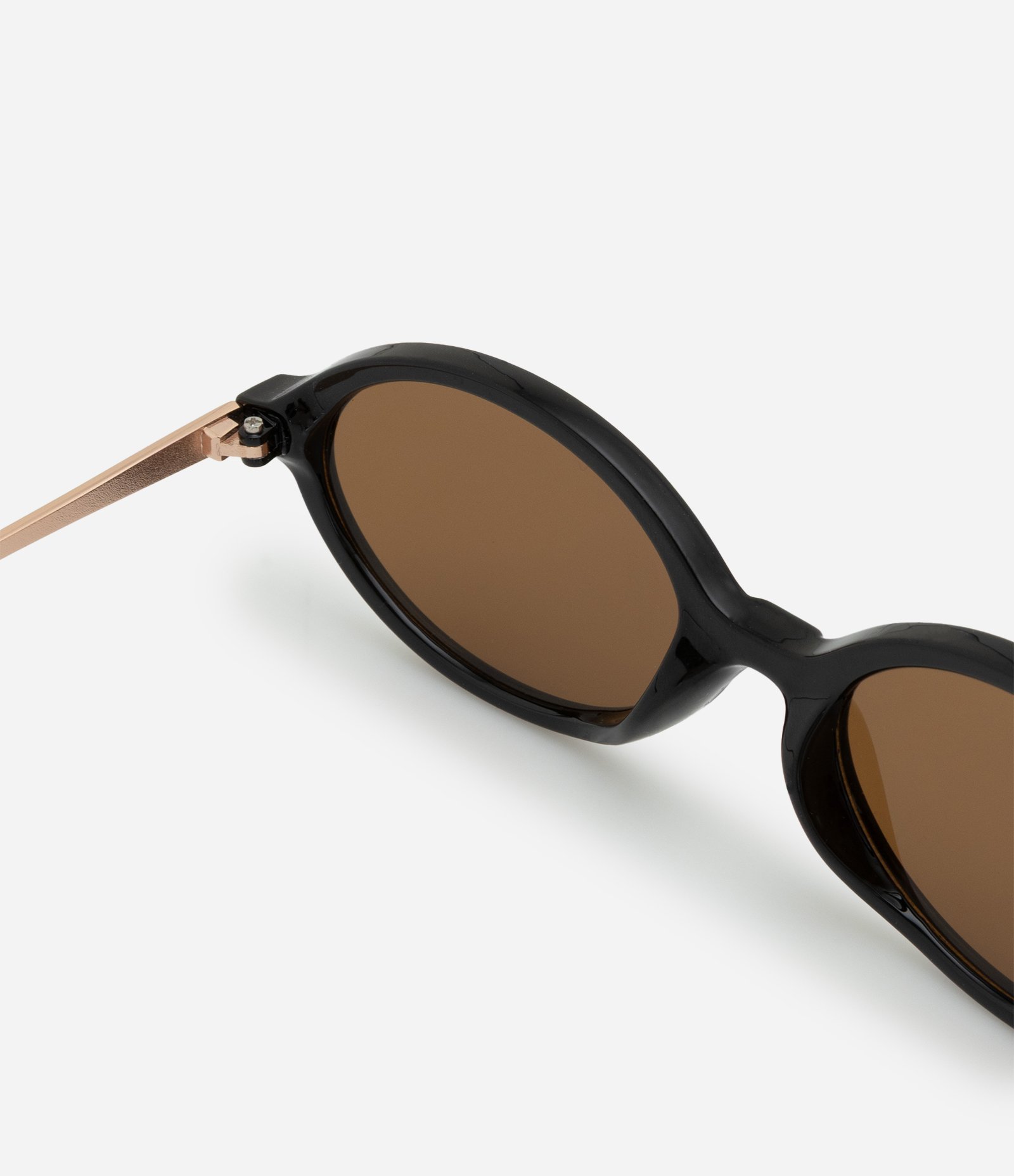 Óculos Oval Fosco com Hastes Metálicas Preto 3