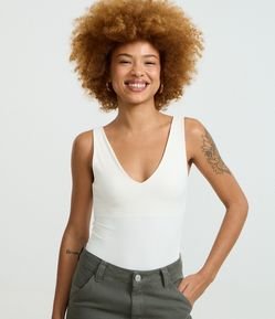 Body Regata em Poliamida com Decote em V