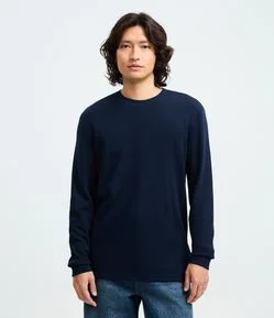 Camiseta Regular em Algodão com Textura Waffle