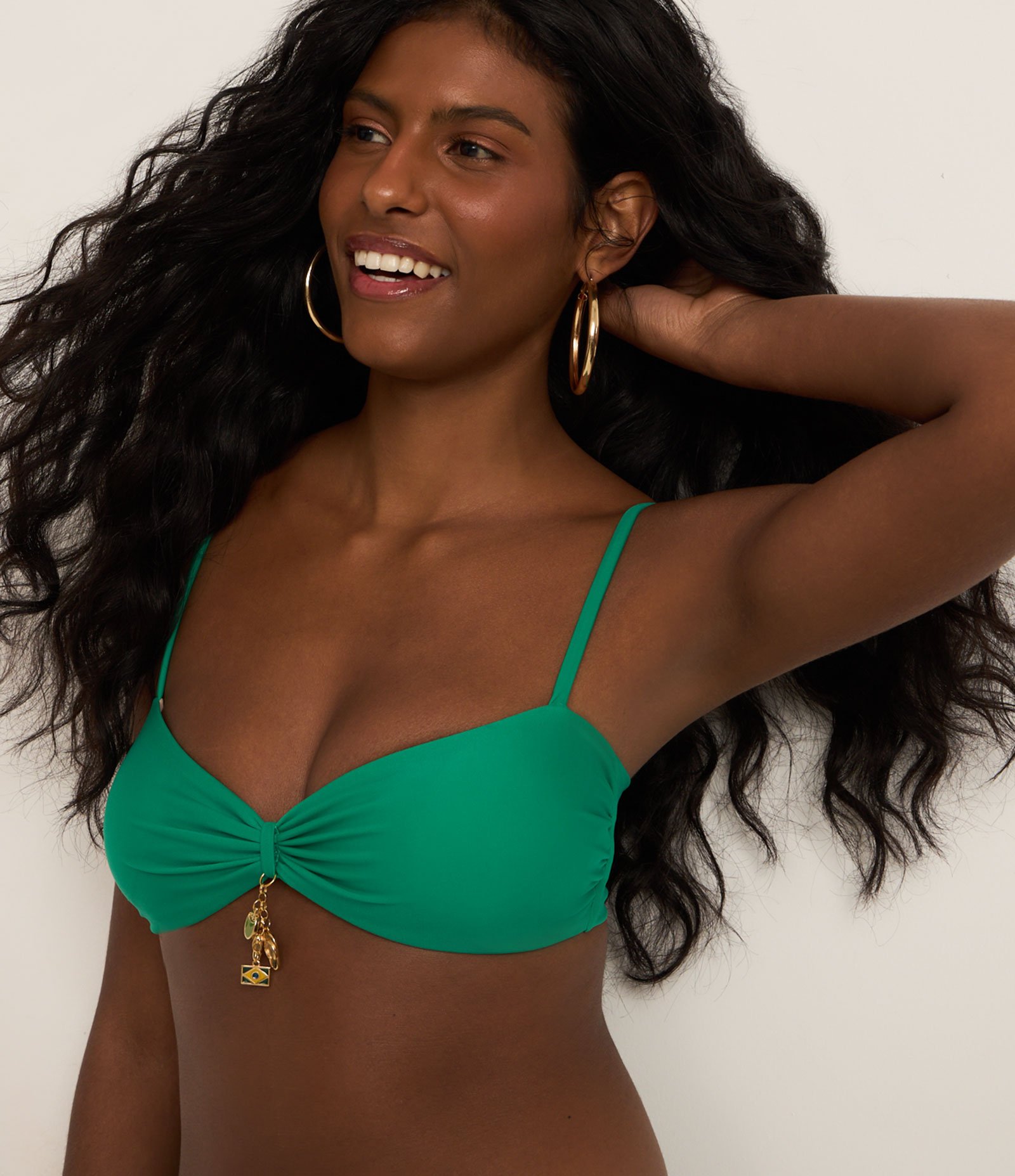 Biquíni Top Bandeau em Microfibra com Pingentes Brasil Verde 1