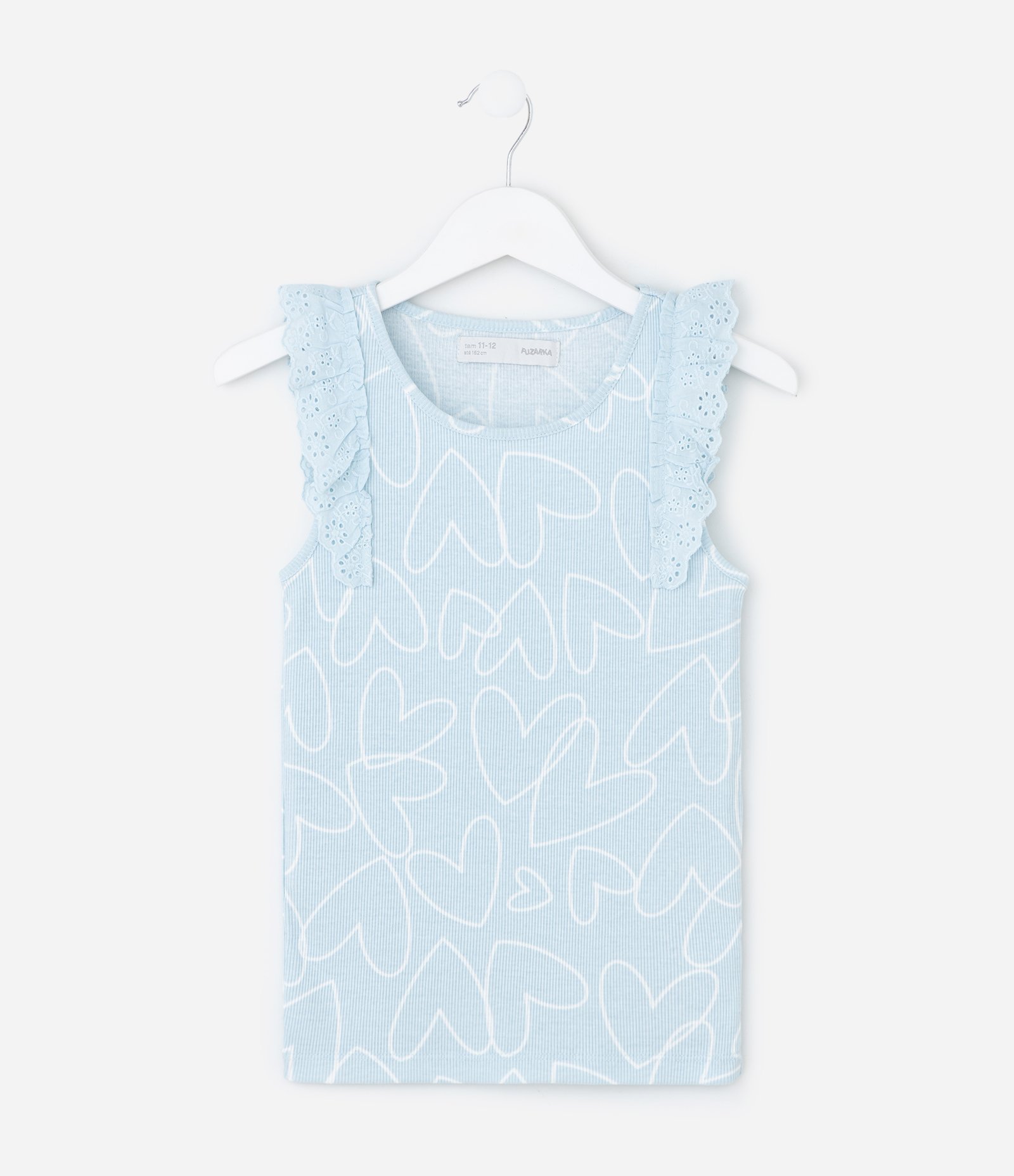 Camiseta Infantil em Ribana com Babado de Broderie – Tam 5 a 14 Anos Azul Bebê 2