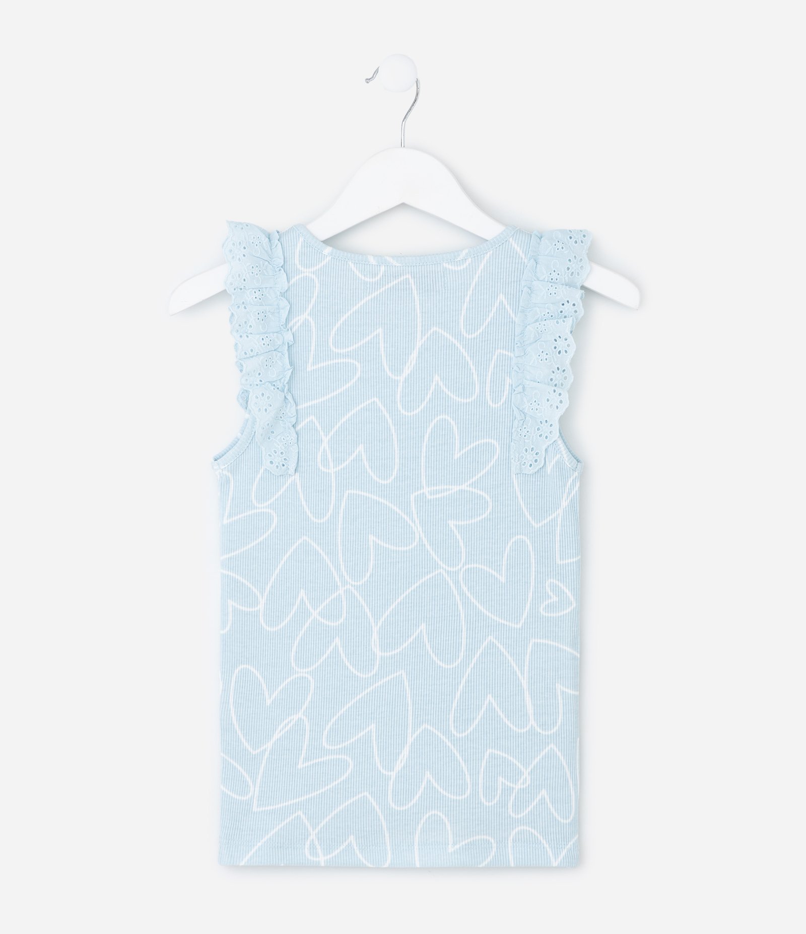 Camiseta Infantil em Ribana com Babado de Broderie – Tam 5 a 14 Anos Azul Bebê 3