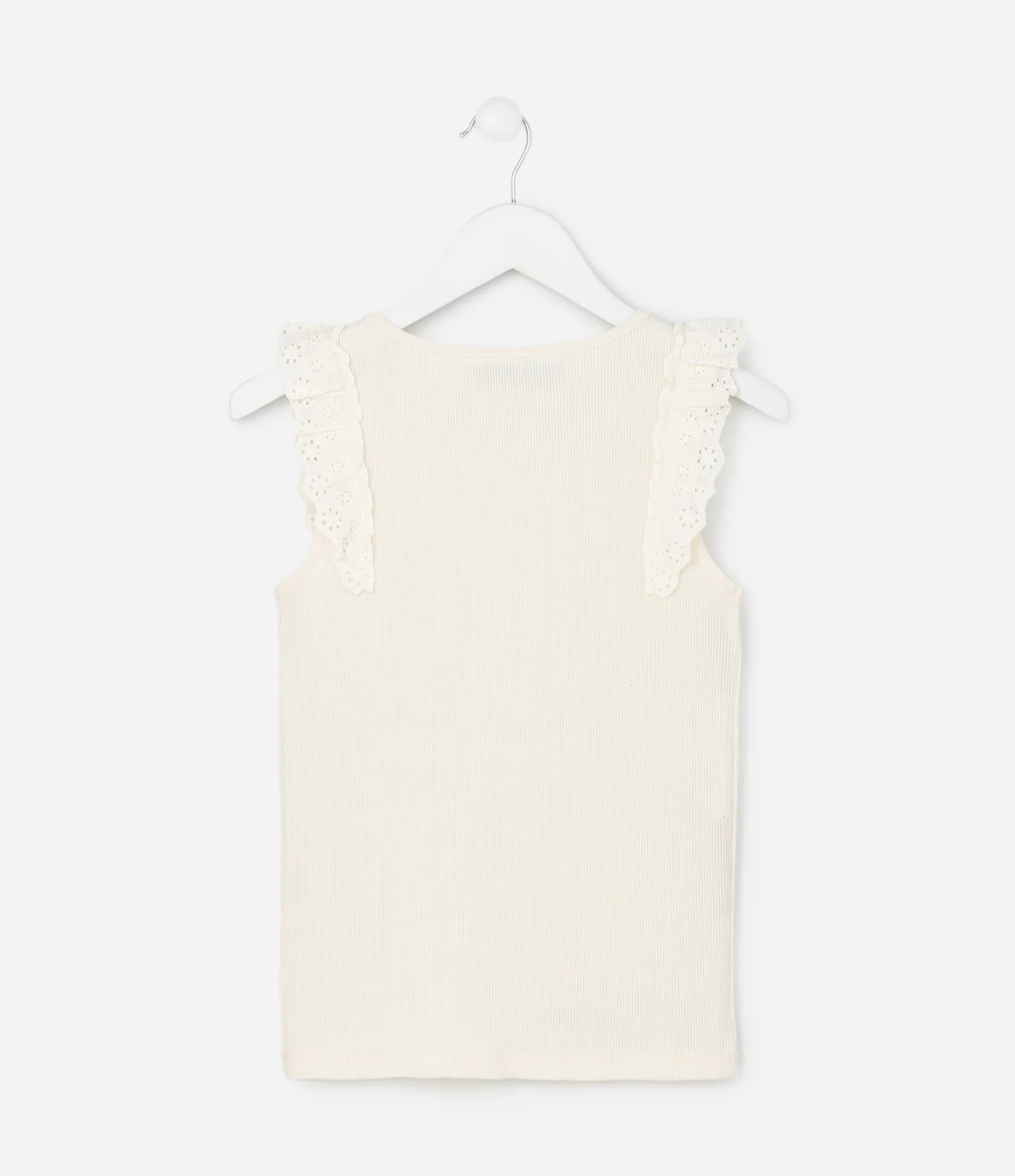 Blusa Infantil em Ribana com Detalhe de Broderie – Tam 5 a 14 Anos Off White 3