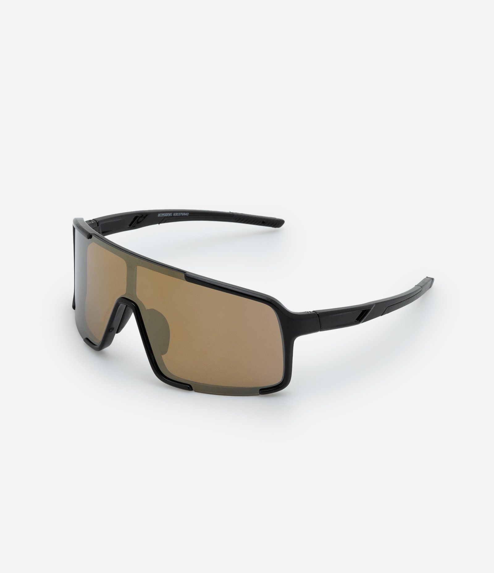 Óculos de Sol Esportivo com Lentes Amplas e Hastes Curvas Marrom 2