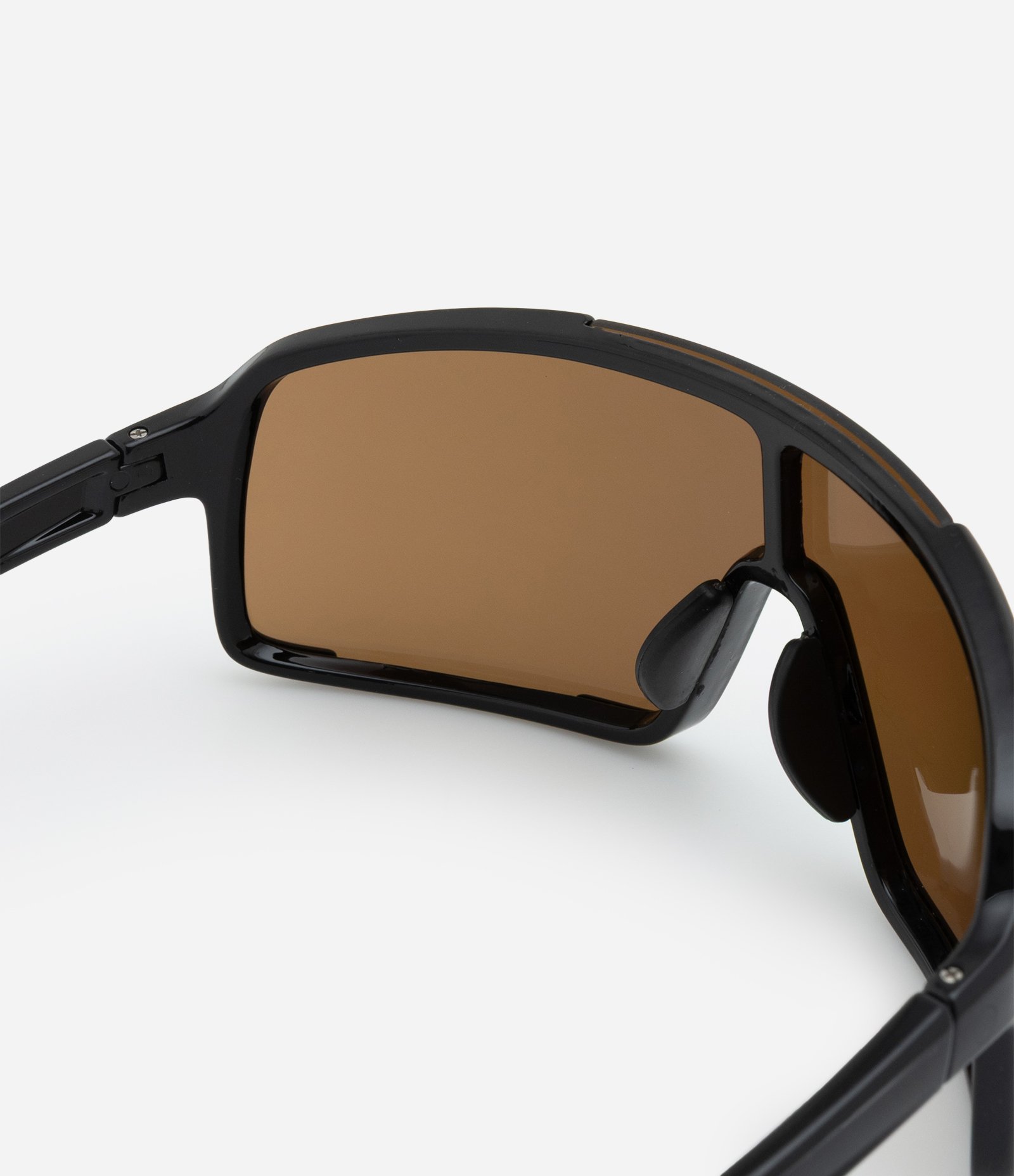 Óculos de Sol Esportivo com Lentes Amplas e Hastes Curvas Marrom 4