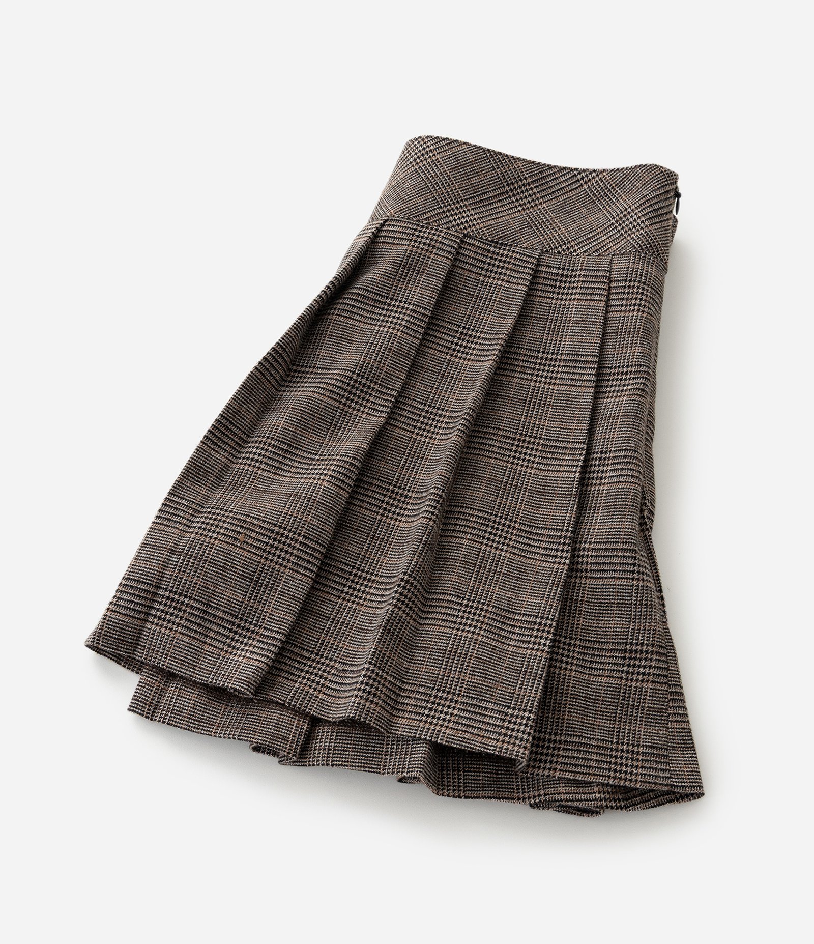 Saia Infantil Alfaiatada Xadrez Plissada com Botão Lateral – Tam 5 a 14 Anos Marrom 7