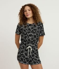 Blusa de Pijama em Algodão com Estampa Hello Kitty  e Toque Suave