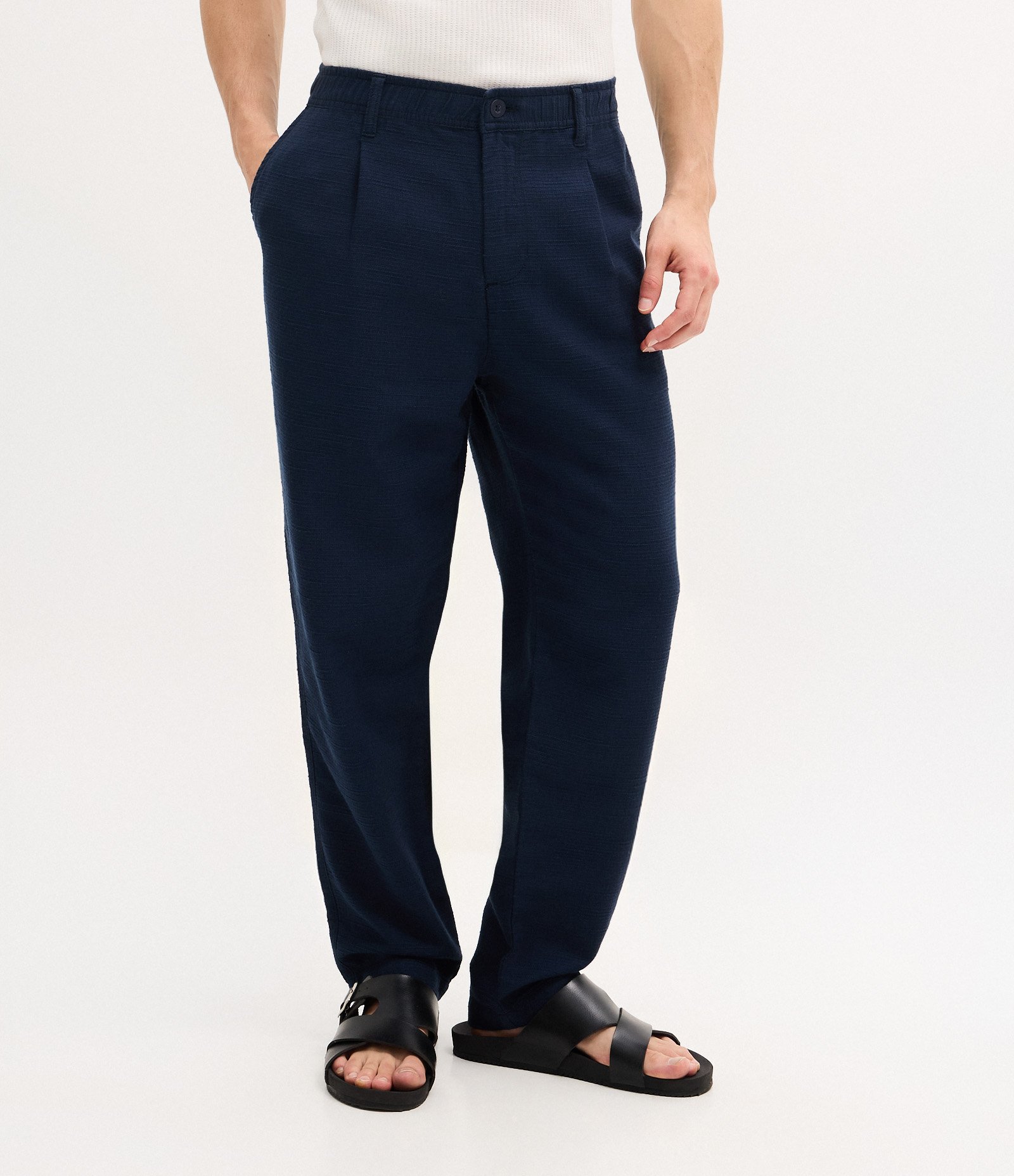 Calça Relaxed em Algodão com Textura Azul 2